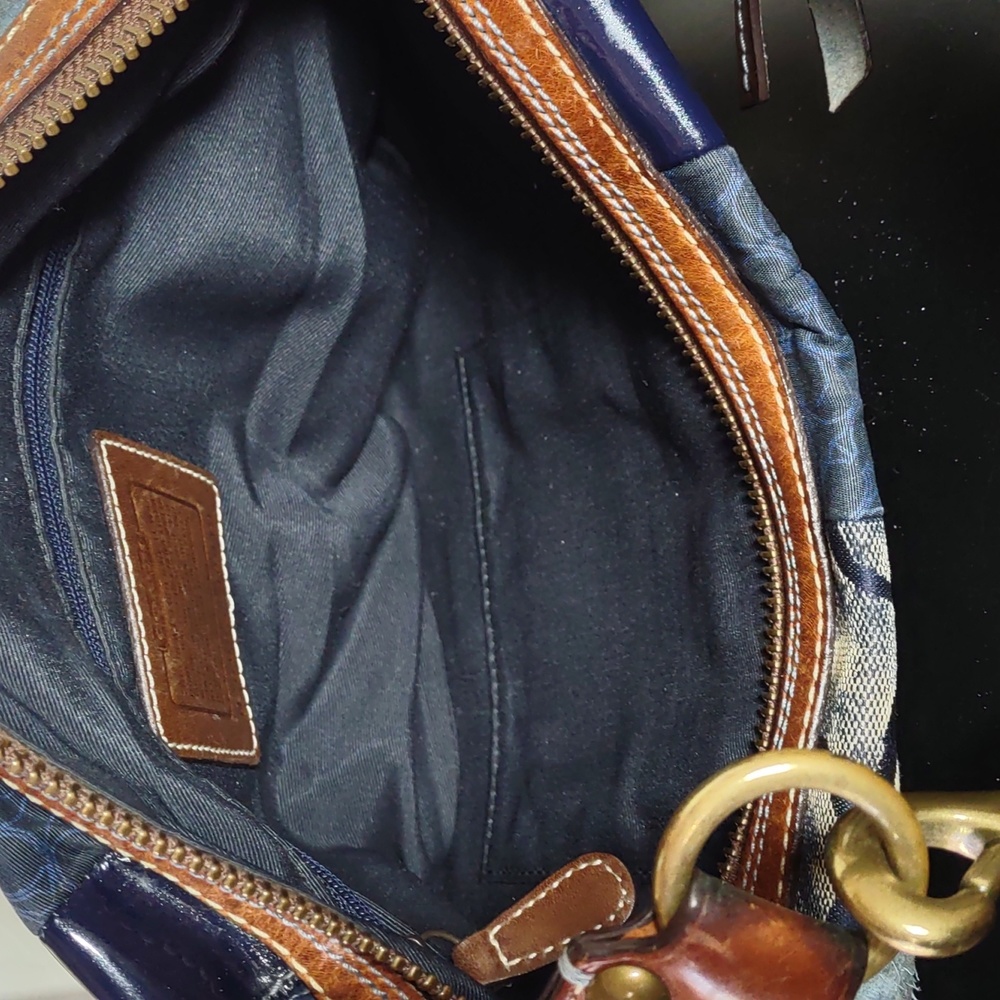 Patchwork Navy and Metallic Hobo Shoulder Bag - Picture 10 of 15